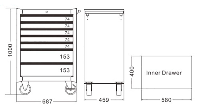 JTC-3931YL  Tủ dụng cụ 7 ngăn - thiết kế